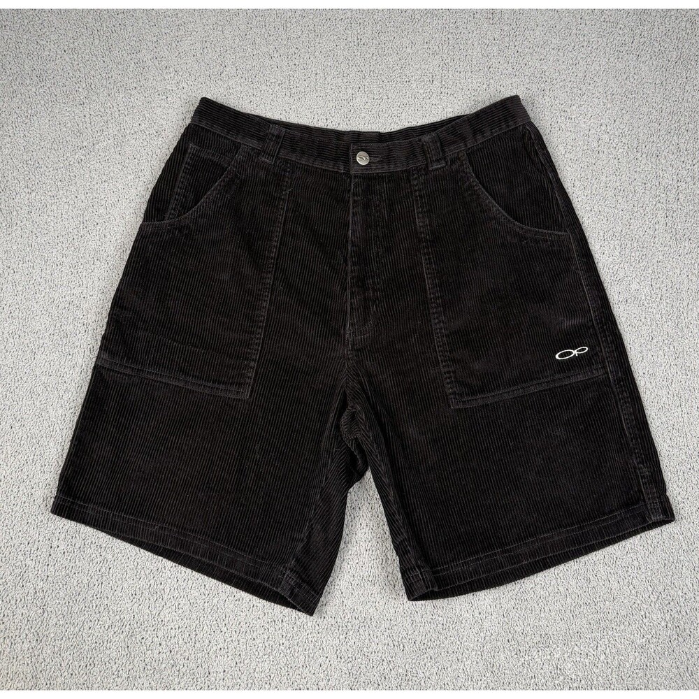 Vintage OP Corduroy Shorts Mens 34 Black Surf Skate Casual Pockets